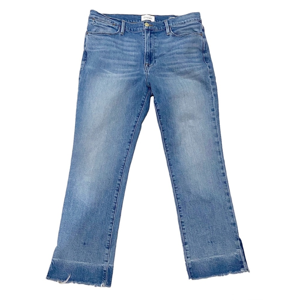 Frame Denim Le High Straight Raw Edge Side Slit in Imogen Dip Size 31 LHSTRAS204 - Picture 2 of 11